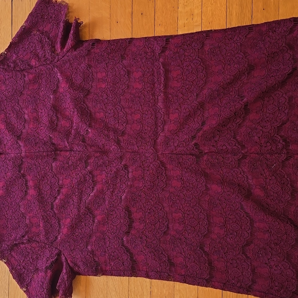Lulus, Take Me To Brunch, Burgundy Lace Shift Dress, EUC, Women's XL - Picture 9 of 16